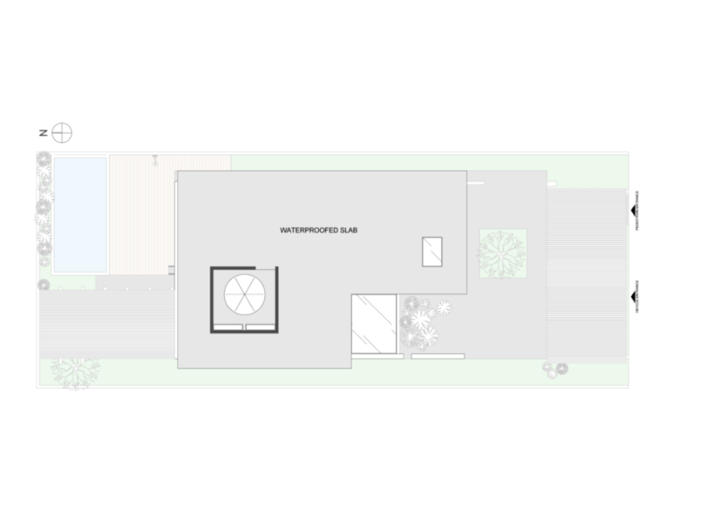 Rooftop floor plan for the beach villa with laggon view