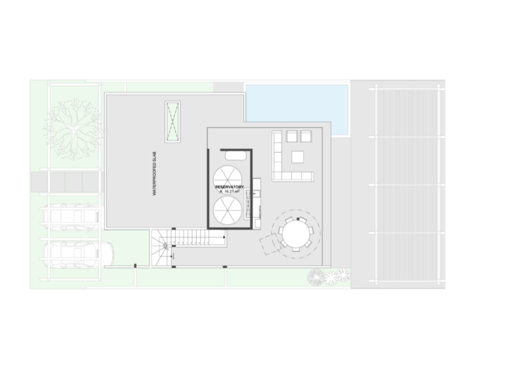 Rooftop plan for the beach villa with laggon view